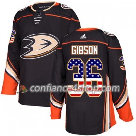 Adidas Maillot de Hockey Anaheim Ducks John Gibson 36 2017-2018 Noir USA Flag Fashion Authentic - Homme